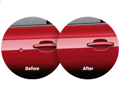 Before and after a paintless dent repair